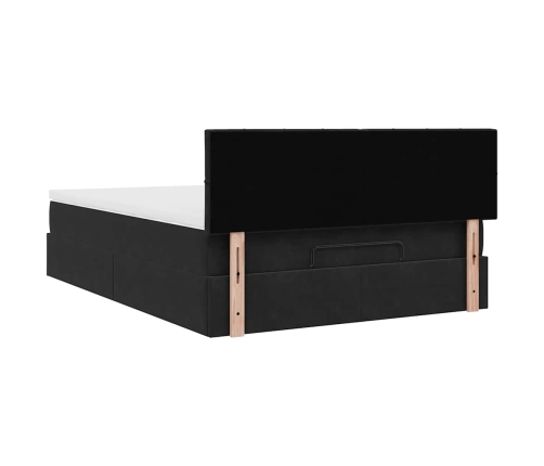 Estructura cama otomana colchón terciopelo negro 140x200cm