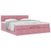 Estructura cama otomana con colchón terciopelo rosa 160x200 cm