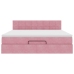 Estructura cama otomana con colchón terciopelo rosa 160x200 cm