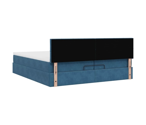 Estructura de cama otomana con colchón azul oscuro 200x200 cm