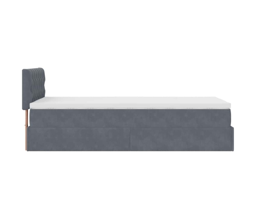 Estructura cama otomana colchón terciopelo gris oscuro 90x190cm