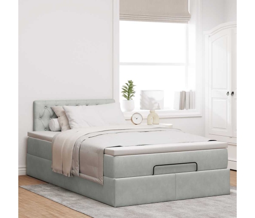 Cama otomana con colchón 120x190 cm terciopelo gris claro