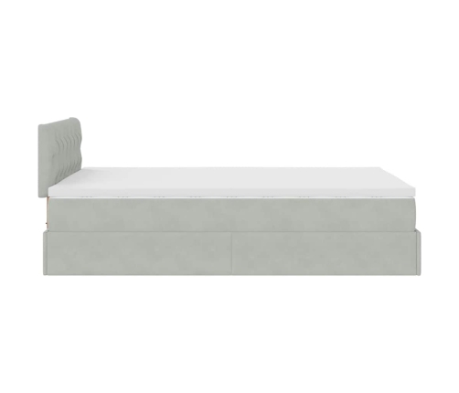 Cama otomana con colchón 120x190 cm terciopelo gris claro