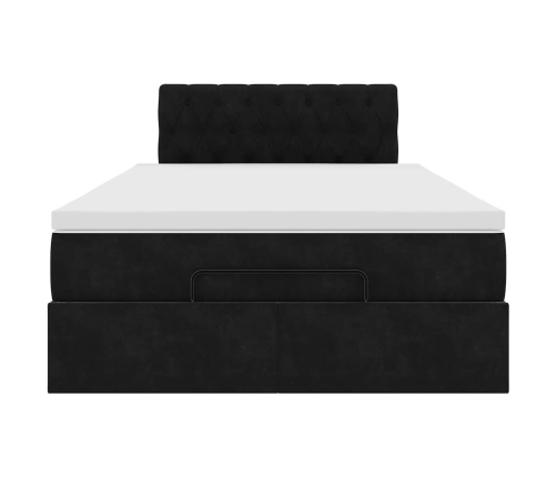 Cama otomana con colchón 120x190 cm terciopelo negro