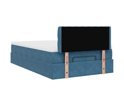 Cama otomana con colchón 120x190 cm terciopelo azul oscuro