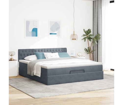 Estructura cama otomana con colchón gris oscuro 160x200 cm