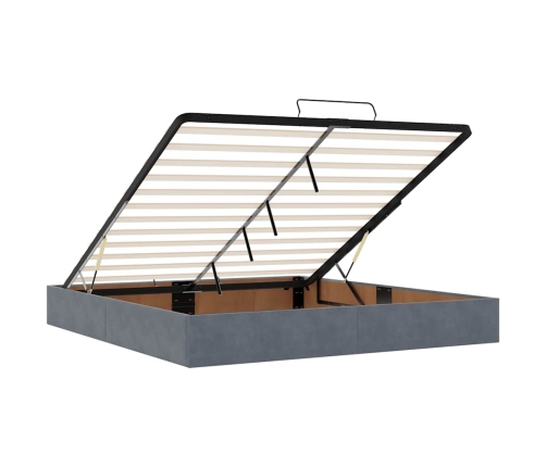 Estructura cama otomana con colchón gris oscuro 160x200 cm