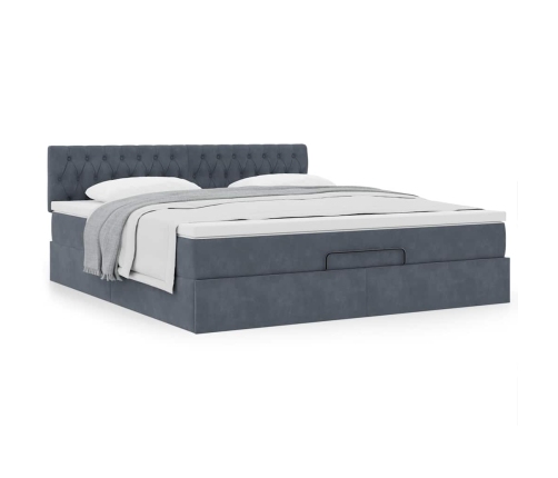 Estructura cama otomana con colchón gris oscuro 160x200 cm