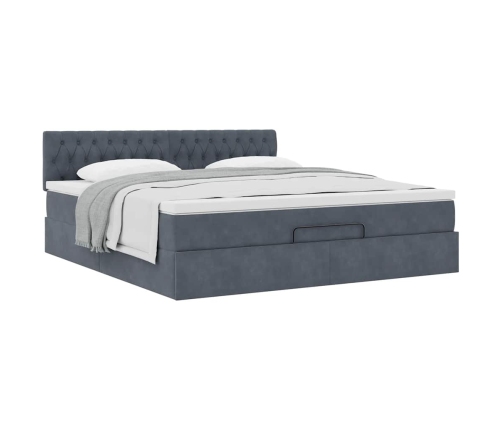 Estructura cama otomana con colchón gris oscuro 160x200 cm