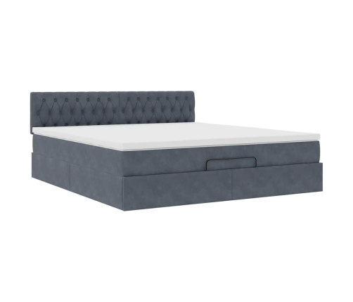 Estructura cama otomana con colchón gris oscuro 160x200 cm