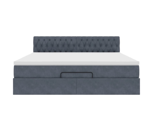 Estructura cama otomana con colchón gris oscuro 160x200 cm