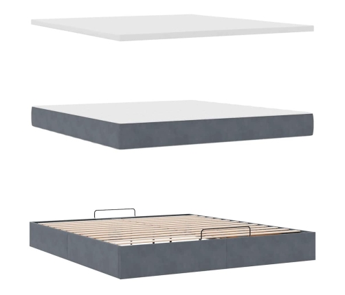 Estructura cama otomana con colchón gris oscuro 160x200 cm