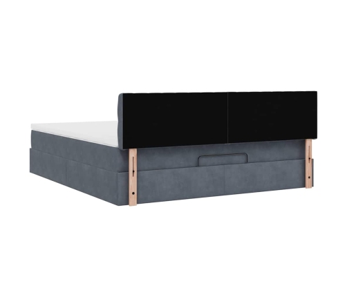 Estructura cama otomana con colchón gris oscuro 160x200 cm