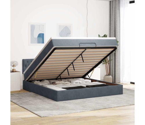 Estructura cama otomana con colchón gris oscuro 160x200 cm