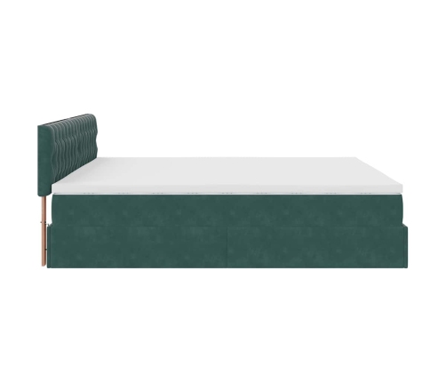 Estructura de cama otomana con colchón verde oscuro 160x200 cm