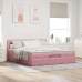 Estructura cama otomana con colchón terciopelo rosa 180x200 cm