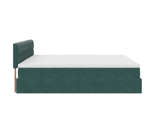 Estructura de cama otomana con colchón verde oscuro 200x200 cm