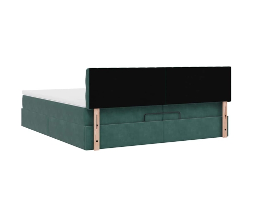 Estructura de cama otomana con colchón verde oscuro 200x200 cm