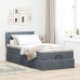 Estructura cama otomana colchón terciopelo gris oscuro 90x190cm