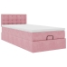 Estructura cama otomana con colchón terciopelo rosa 90x190cm