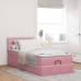 Estructura cama otomana con colchón terciopelo rosa 90x190cm