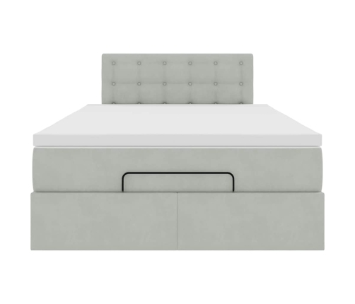 Cama otomana con colchón 120x190 cm terciopelo gris claro