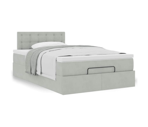 Cama otomana con colchón 120x190 cm terciopelo gris claro