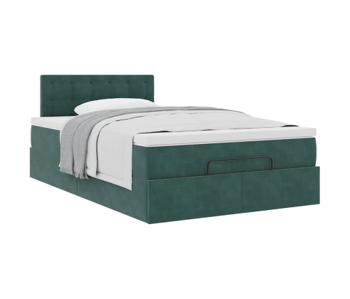 Cama otomana con colchón 120x190 cm terciopelo verde oscuro