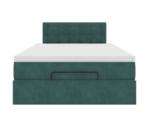 Cama otomana con colchón 120x190 cm terciopelo verde oscuro