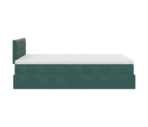 Cama otomana con colchón 120x190 cm terciopelo verde oscuro