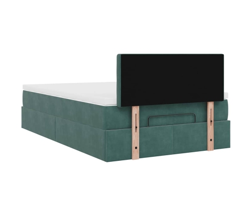 Cama otomana con colchón 120x190 cm terciopelo verde oscuro