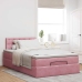 Cama otomana con colchón terciopelo rosa 120x190 cm