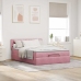 Estructura cama otomana con colchón terciopelo rosa 140x190 cm