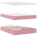 Estructura cama otomana con colchón terciopelo rosa 140x190 cm