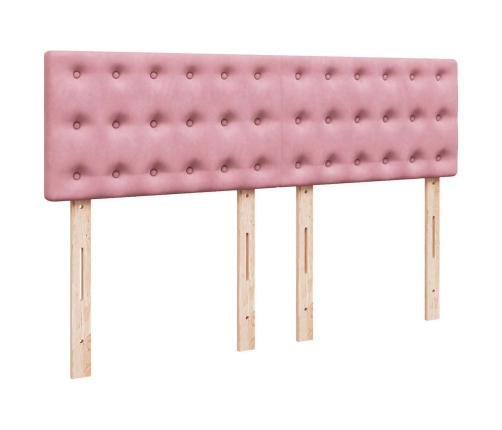 Estructura cama otomana con colchón terciopelo rosa 140x190 cm