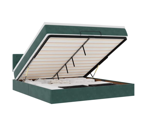 Estructura de cama otomana con colchón verde oscuro 160x200 cm