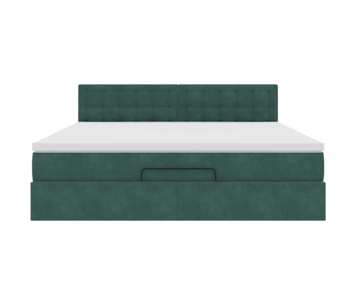 Estructura de cama otomana con colchón verde oscuro 160x200 cm