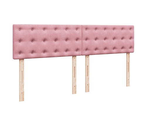 Estructura cama otomana con colchón terciopelo rosa 200x200 cm