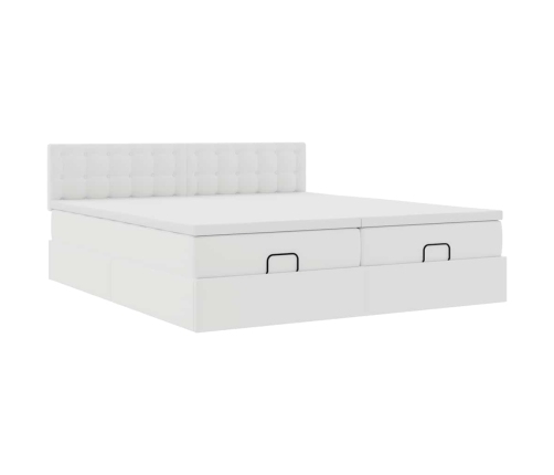 Estructura cama otomana colchones cuero sintético blanco