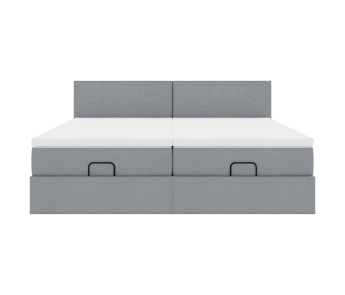 Estructura de cama otomana colchones tela gris claro 200x200cm