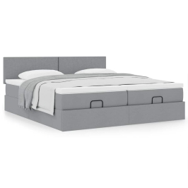 Estructura de cama otomana colchones tela gris claro 200x200cm