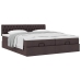 Estructura cama otomana colchones tela marrón oscuro 200x200cm