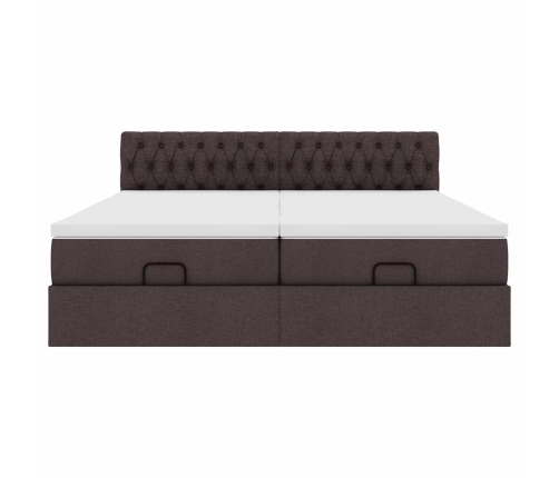 Estructura cama otomana colchones tela marrón oscuro 200x200cm