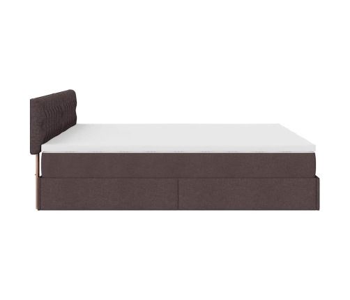 Estructura cama otomana colchones tela marrón oscuro 200x200cm