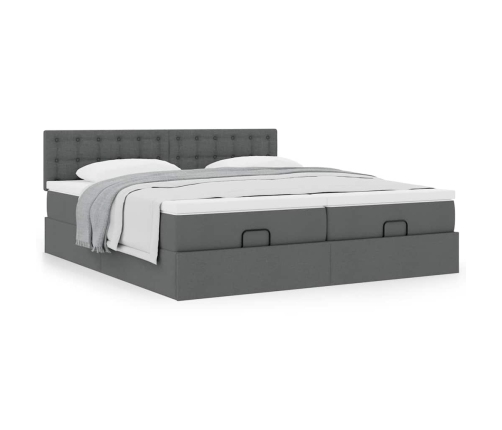 Estructura cama otomana colchones tela gris oscuro 200x200cm