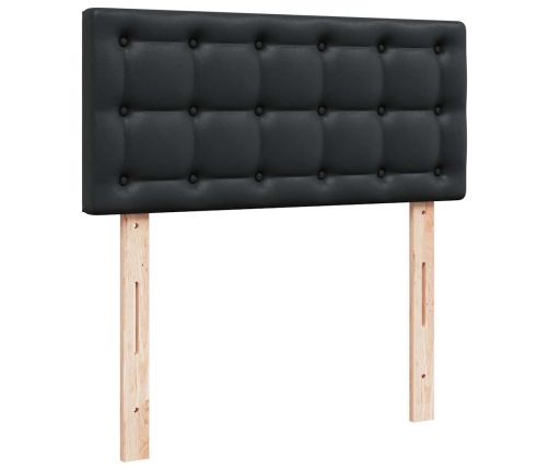 Estructura cama otomana colchón cuero sintético negro 90x200 cm