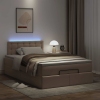 Cama otomana colchón y LED cuero sintético capuchino 120x190cm