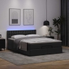 Cama otomana colchón y LED cuero sintético negro 140x190 cm