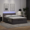 Cama otomana colchón y LED cuero sintético gris 140x190 cm