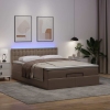 Cama otomana colchón y LED cuero sintético capuchino 140x190cm